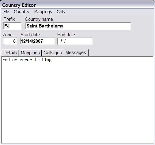 Country Editor No Errors