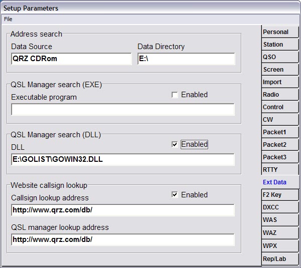 the QRZ callsign database: